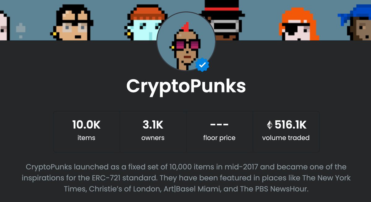 I am publicly requesting <a href="/opensea/">OpenSea</a> to list the original <a href="/PowerDada/">DADA</a> Creeps and Weirdos erc20 Collection created in 2017 in the same way it has been done for the <a href="/larvalabs/">Larva Labs</a> CryptoPunks.
<a href="/dan_OpenSea/">dan</a> @EddOpensea <a href="/alex_opensea/">Alexander</a> @Gideon_OpenSea