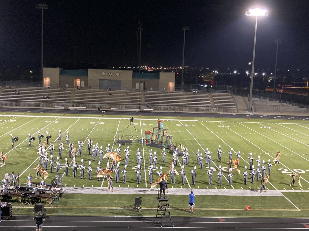 BVSWPrincipal's tweet photo. Outstanding performance of the 2021 field show Babel by the BVSW Emerald Regiment under the direction of Brandon Lesando and Laura Bock at the Blue Valley District Marching Festival! #swpride https://t.co/GEqYarfoCY