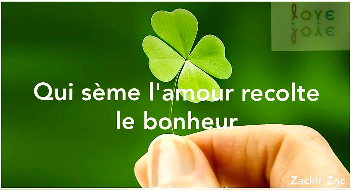 ZackirZac's tweet photo. Excellente semaine à tous 🍀🌎😊
#restons_positifs #soyons_prudent Covid19

《L'amour sincère apporte la paix et harmonie et renforce le corps et l'esprit.》 https://t.co/4Jrt46Amfk