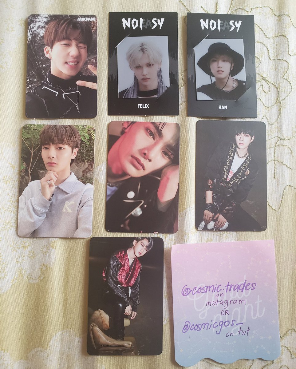 wts stray kids in life &amp; no easy pcs 
☆ $8 / $5 / $5
$7 / $6 / $6
  $6 / 🌌
☆ 🇺🇸: free stamped shipping, 🌎: $2 stamped shipping 
☆ pp f&amp;f ONLY
☆ proofs in 📌 

<a href="/skztrade/">Stray Kids Trade</a> <a href="/straykidztrade/">Stray Kids Trading</a> <a href="/starrystaytrade/">StarryStays for your Trades/Sale/ISOs</a>