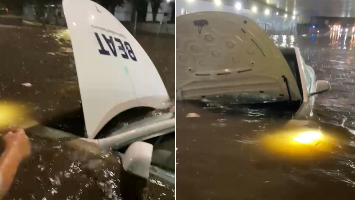 Un automóvil Tesla de Beat quedó varado en un bajo puente inundado en Periférico.

La empresa borró el viaje y solo ofreció al cliente afectado un bono de 30 pesos.

De no creerse

(VIDEOS) bit.ly/3ido8hB