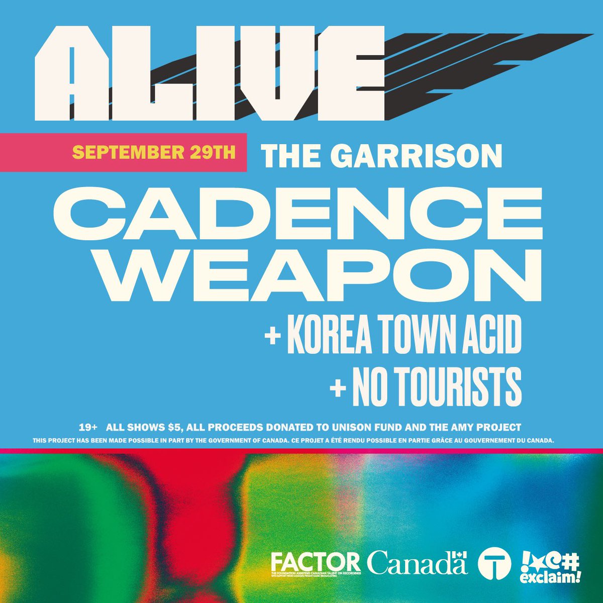 notouristsworld's tweet photo. TORONTO WE’RE LIVE AT THE GARRISON W/ @cadenceweapon @koreatownacid WEDNESDAY NIGHT!! https://t.co/h4XJVx4v86