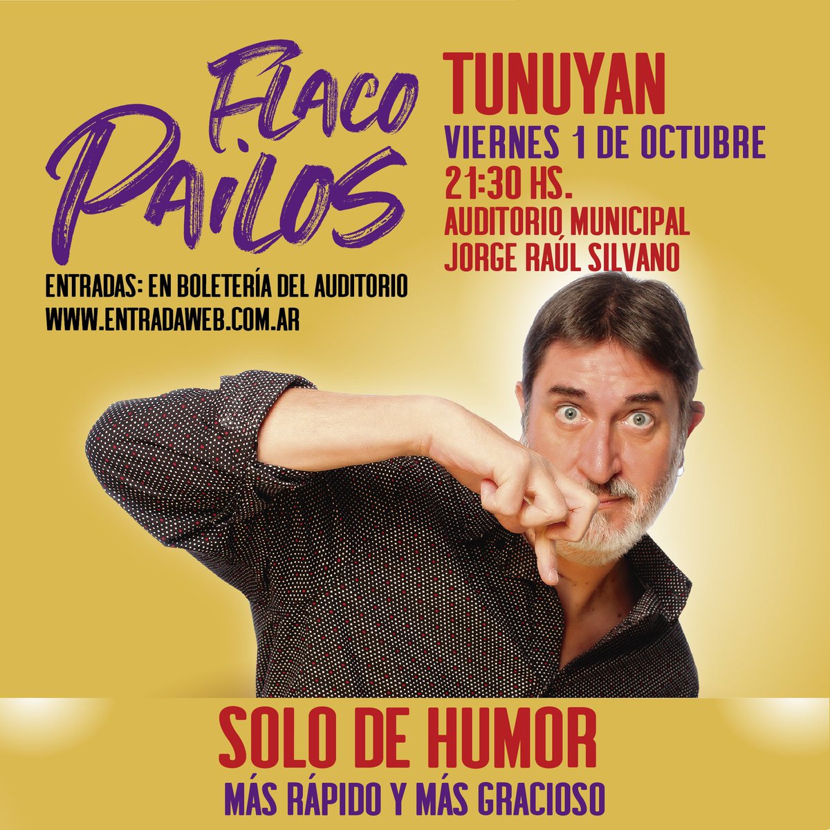flacopailosOK's tweet photo. Largamos octubre a puro shows.
Viernes 1/10 Tunuyán, Mendoza
#tunuyan #humor #comedia #teatro #elflacopailos https://t.co/kWVroYuUWF