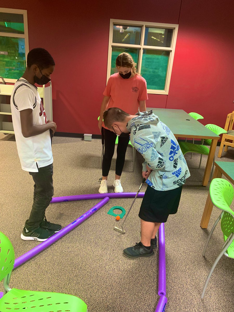 D_JensenGHHS's tweet photo. Green Hope Golf Team transformed the media center into mini golf for Practice with a Purpose. ⛳️ @GHHSSports https://t.co/eQYH9gq394