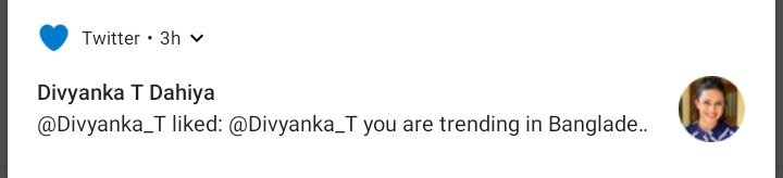 TanhaRezaul's tweet photo. I am so happy today.. It's the first time that a celebrity liked my tweet &amp; she is @Divyanka_T l am just shocked. I can't express my feeling in word..!!"❤️❤️ https://t.co/v7UhS4rSJS