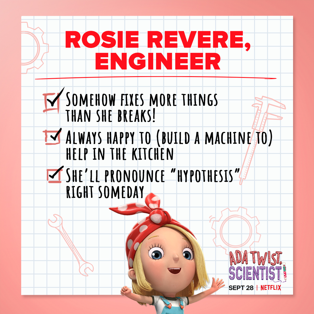 netflixfamily's tweet photo. Introducing your kid's new best friends: Ada Twist, Scientist, Rosie Revere, Engineer, and Iggy Peck, Architect! 

Ada Twist, Scientist is now streaming, only on Netflix🔬 https://t.co/RXfG1cpsju