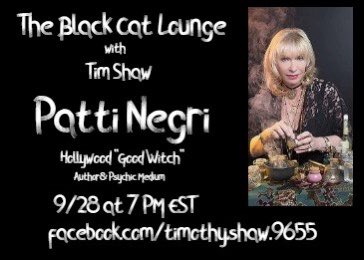 Tomorrow night with @blackcatlounge1! #timshaw #blackcatlounge #pattinegri #psychic #medium #goodwitch #witch