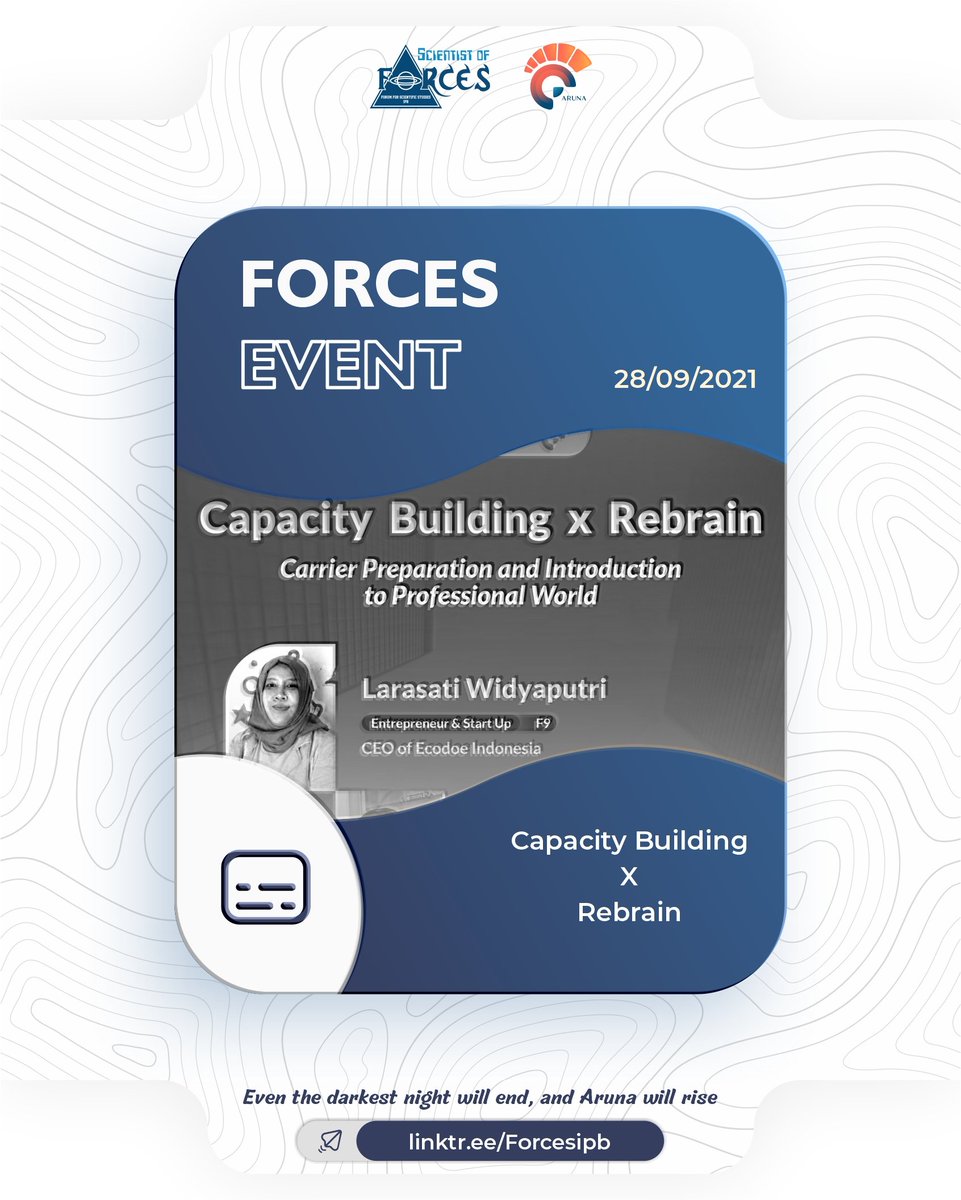 forces_ipb's tweet photo. [CAPACITY BUILDING x REBRAIN]

Greetings, Career Enthusiast!
Hope You are doing well, have you found which career path to pursue down the road? Don't worry, as we are very excited to announce our first Capacity Building: "Career Preparation and Introduction to Professional World" https://t.co/e1xM62MPSg