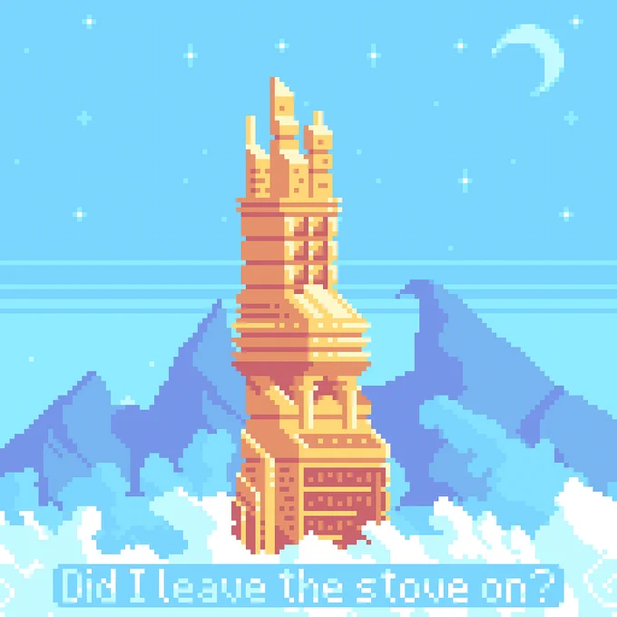 pixel art floating tower
