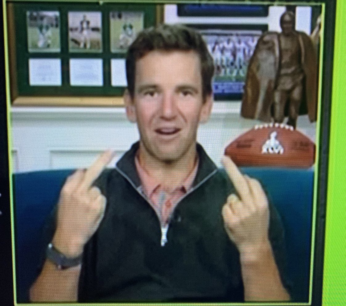 “Hey Eli, how many times did you beat Tom Brady in the Super Bowl?” 

Eli: