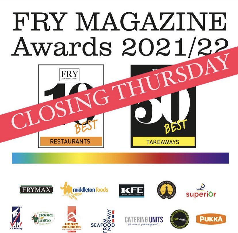 Fry_Magazine's tweet photo. CLOSING THURSDAY 
‼️‼️‼️‼️‼️‼️‼️‼️‼️‼️‼️‼️ 

Enter your business now 
https://t.co/Esb6sMFe9D 

Don’t miss out! #awards #fryawards #frymagazine #frymagazineawards #frymagazinetop50 #frymagazinetop10 #win #lastchance #takeaway #restaurant #winwinwin #bethebest #50best #10best https://t.co/bYZo7lPzqH