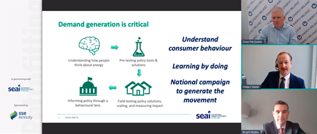 energyireland's tweet photo. Irish Retrofitting Conference 2021 

William Walsh, CEO, @SEAI_ie currently outlining progress towards retrofitting Ireland's homes and public buildings.

"Ireland is and is going to be a world leader - we can deliver new ways of delivering retrofit."

#irishretrofitting https://t.co/oY2wmC5vPl