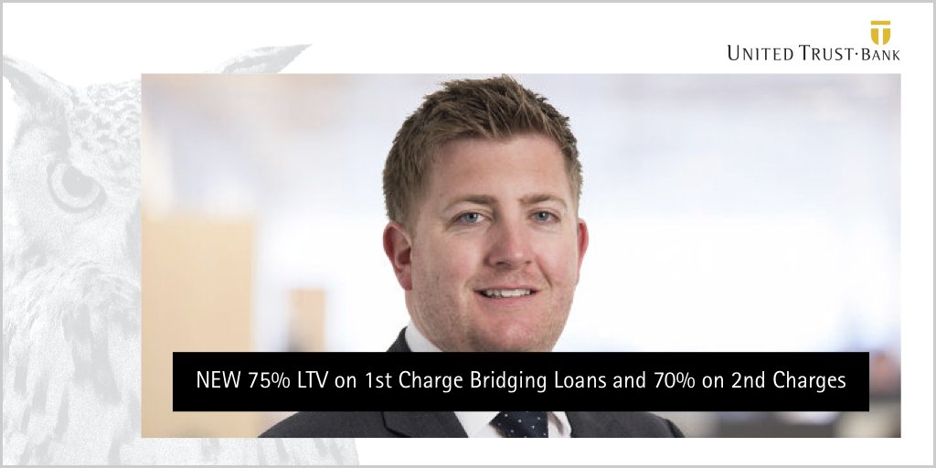 UnitedTrustBank's tweet image. We’ve increased our maximum LTV on 1st Charge Bridging loans to 75% and the maximum LTV available on 2nd Charge Bridging loans to 70%. Both apply to regulated and non-regulated lending. Rates now start from 0.69% per month. ow.ly/UjsM50G2chh #BridgingFinance #financebrokers
