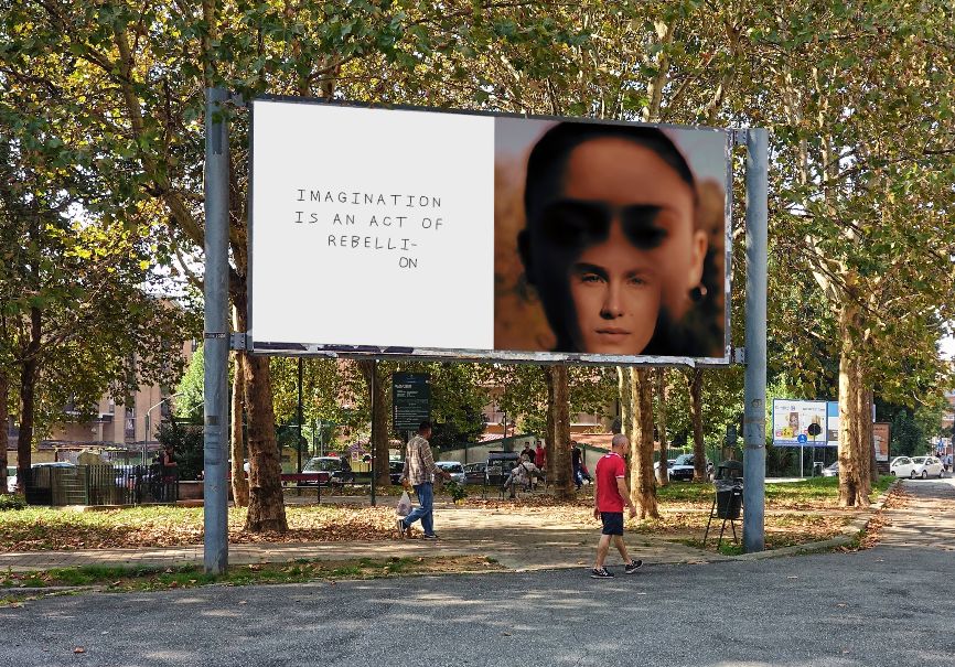 EdoardoArpaia's tweet photo. Alla rotonda di #PiazzaBottesini a #Torino il manifesto "Imagination is an act of rebellion", realizzato dall'artista #FedericaBelli per il progetto #OperaViva in Barriera di Milano. Inaugura mer 29 settembre alle 18,30.
https://t.co/1U5Dw1lZBV

@turismotorino @Flashback_TO https://t.co/1TBL43zOdq