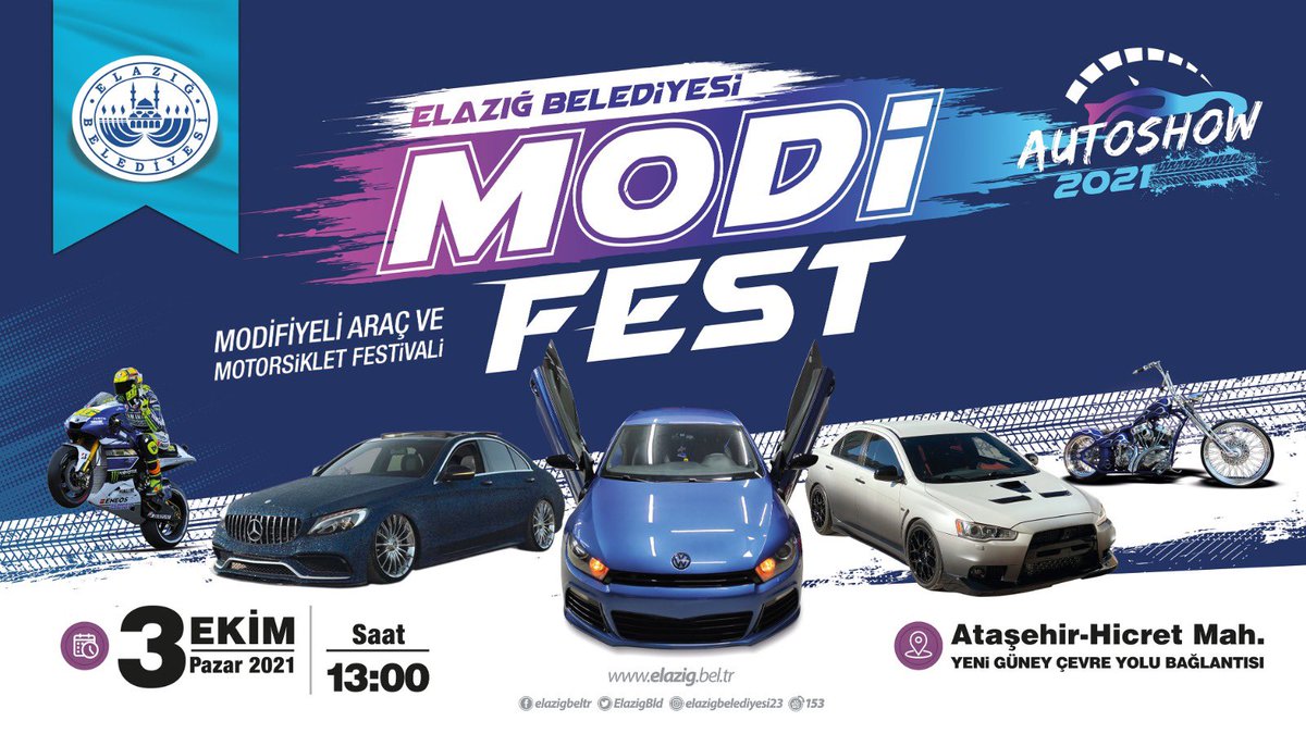 ElazigBld's tweet photo. Modifiyeli araba ve motorsiklet festivaline hazır mısınız..? 🎶 🚘🏁

📍Ataşehir-Hicret-Güney Çevre Bağlantı Yolu
🗓 3 Ekim Pazar 
⏱ 13.00 

#Modifest https://t.co/i6ZqcLPkxr