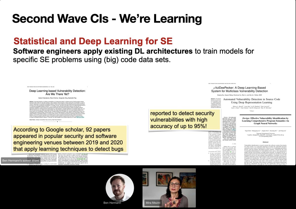 aserebrenik's tweet photo. Mega-popularity: 92 papers published in 2019-2020 apply machine learning to detect bugs -- @m_mezini at #scam21 https://t.co/7ajd2uVzyP