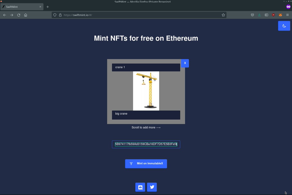 swift_mint's tweet photo. We now support minting multiple #NFTs! Free, carbon neutral, and all on #Ethereum's @Immutable. Try it out on https://t.co/laggDiqzUN. https://t.co/pSxFDPV2mF