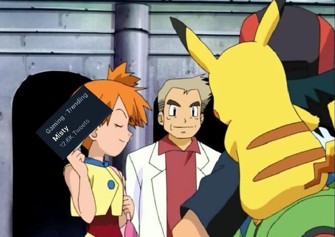 neblicore's tweet photo. pokemon: *drops new misty*
fandom: *goes crazy*

like either to love her or hate her people WILL TALK she's that girl https://t.co/3DTxE31NCi