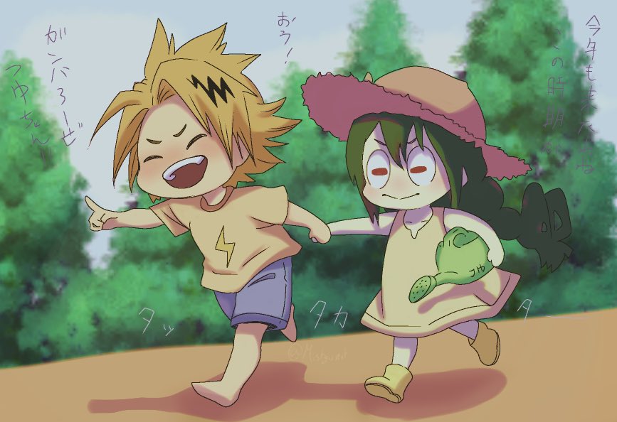 eurpiss's tweet photo. I tried to make tsu green but she looks more paler than usual #mha #bnha #denki #tsuyu https://t.co/52ofiyNUC6