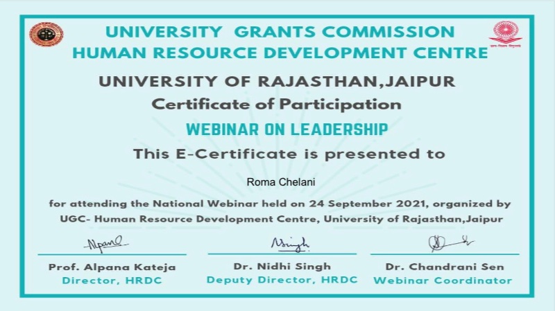 Webinar On Leadership! 

#webinar #certification #RajasthanUniversity #UGCConcept