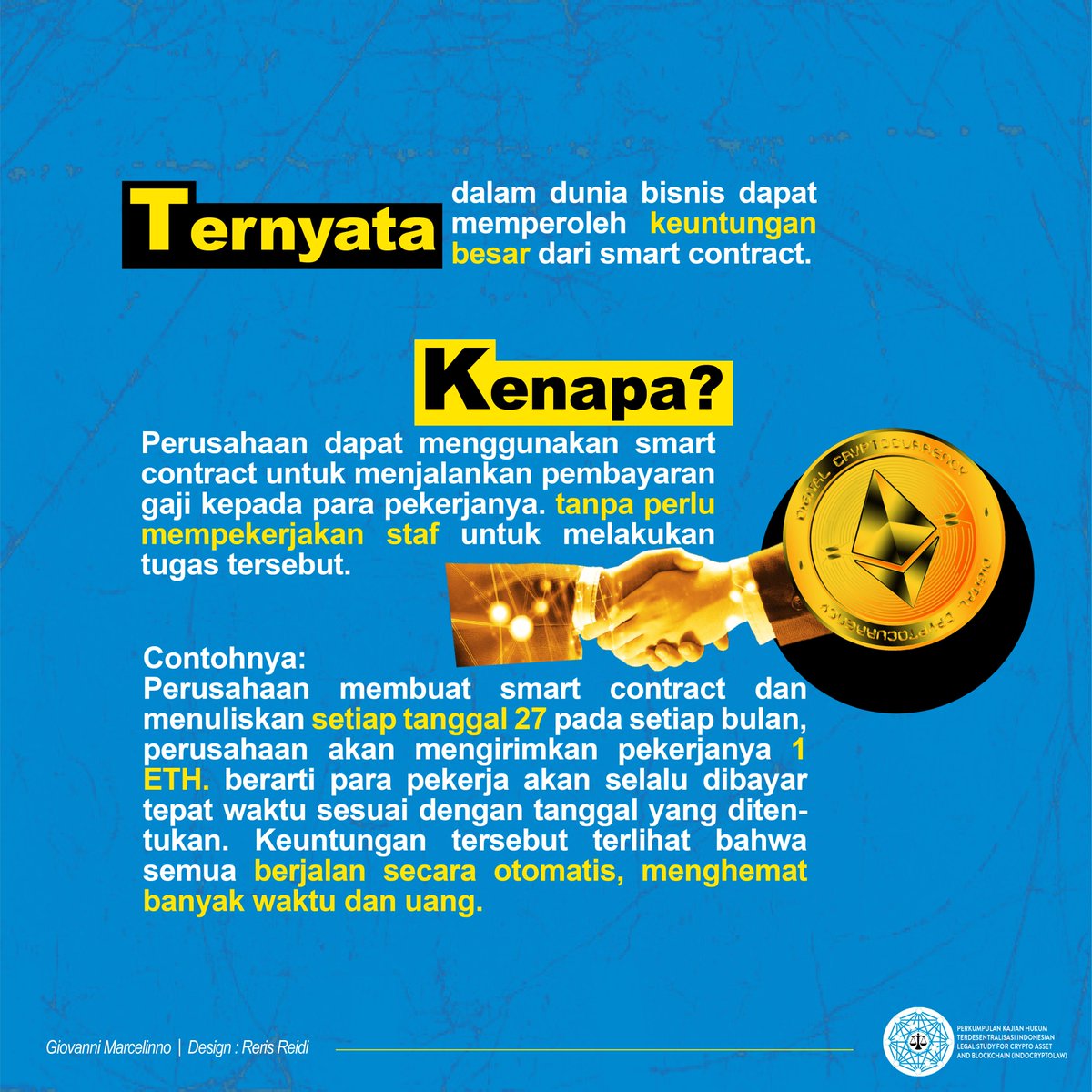 Indo_CryptoLaw's tweet photo. Smart contract memiliki fitur-fitur yang menarik. melalui kecanggihan tersebut perusahaan dapat memanfaatkan fitur smart contract tersebut. lalu bagaimana dan apa saja fitur yang dapat di implementasikan dalam bidang perusahaan. https://t.co/Xt4jnK0UEO