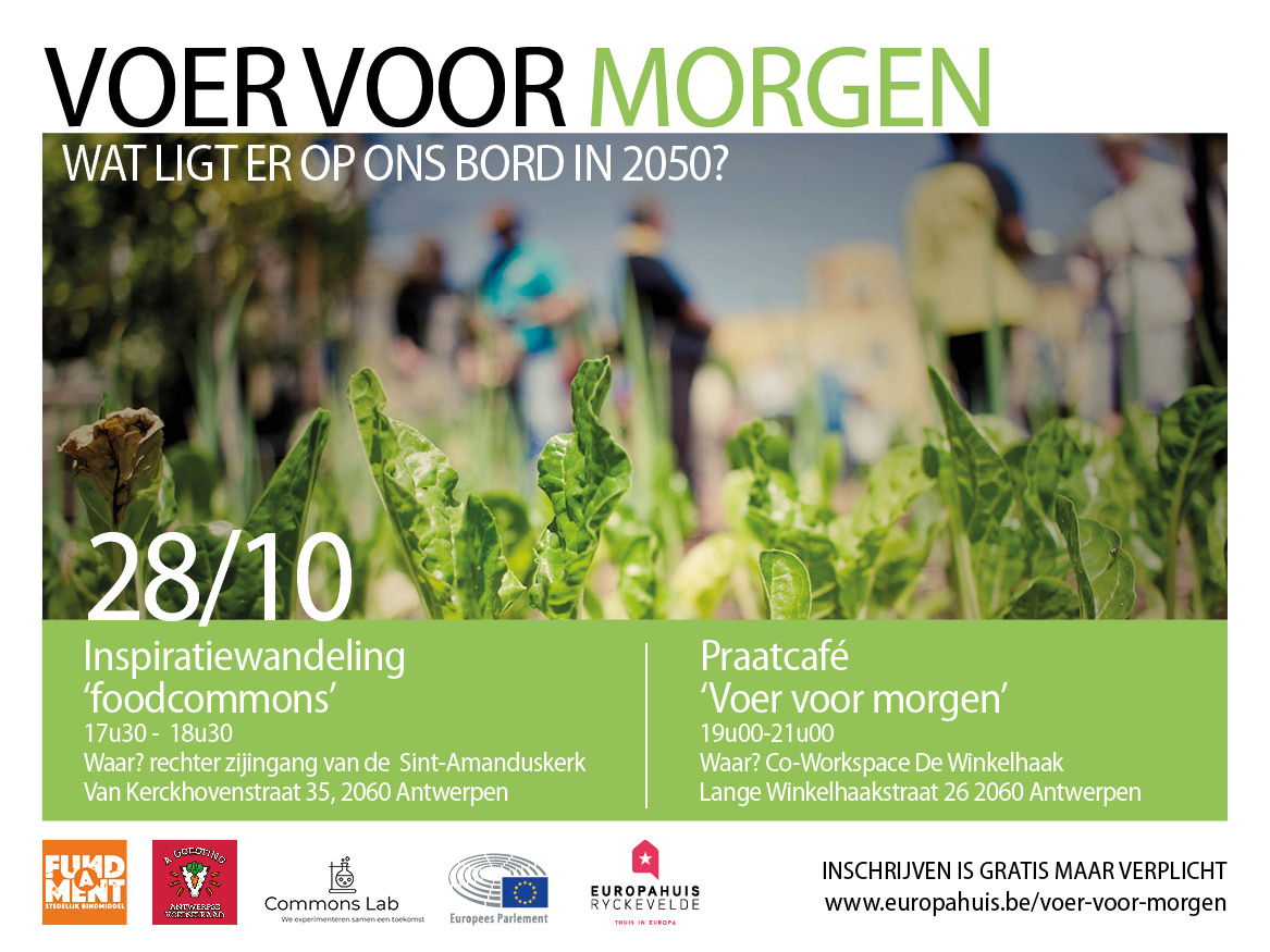 Benieuwd hoe je zelf bij kan dragen aan een duurzamer en eerlijker voedselsysteem? Wandel mee of neem deel aan het praatcafé op 28 oktober. 

Schrijf je snel in op europahuis.be/voer-voor-morg… 

Met @EP_Belgium & @CommonsLabA