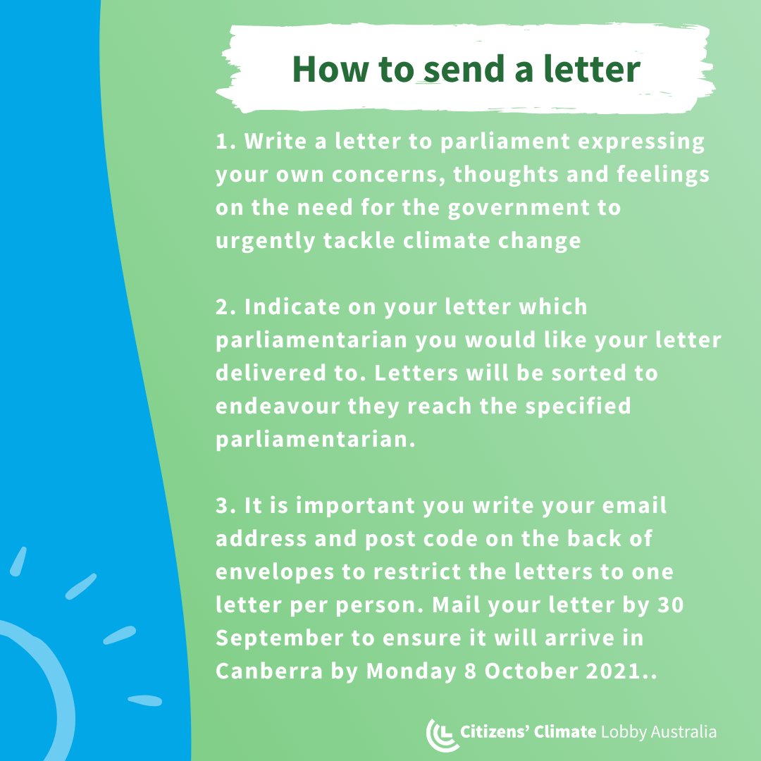 CCL_Aus's tweet photo. #massmailoutforclimate provides an opportunity for everyone to send a letter to Parliament, which will be noticed and put pressure on them, forcing them to commit to net-zero emissions. Mail your letter by 30 September 2021. Find out more here: https://t.co/Zg9IuKSwxU #nze2050 https://t.co/57C1YRRykC