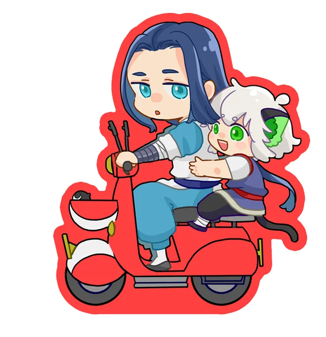 師弟アクスタ～!
赤いアクリルをそのままスクーターにした🛵
グッズ交換してくださる方いたらぜひ🥳 