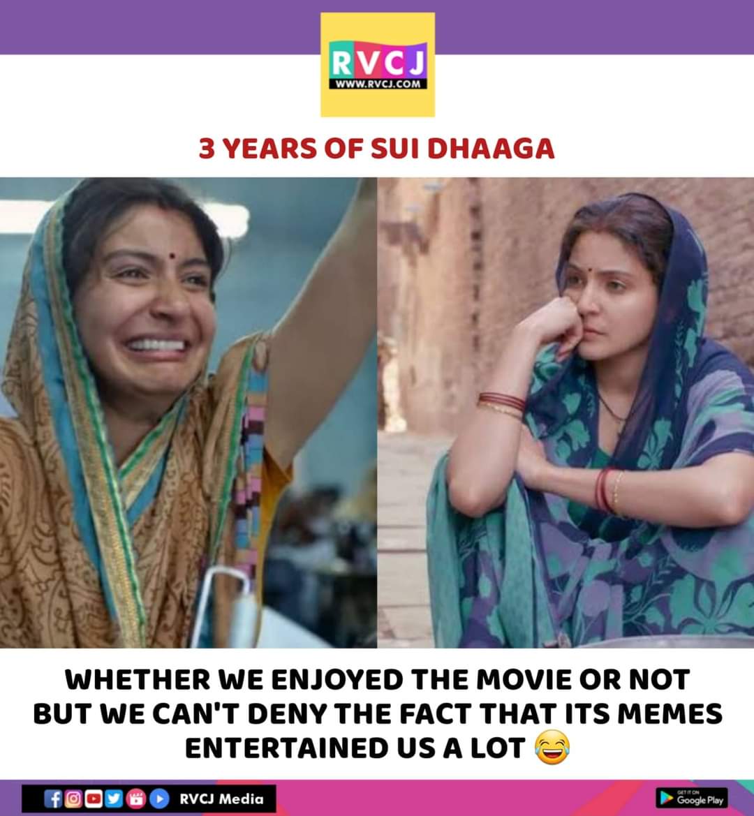 3 years of Sui Dhaaga.
#suidhaaga #movie #bollywood #entertainment @Varun_dvn @AnushkaSharma #rvcjmovies