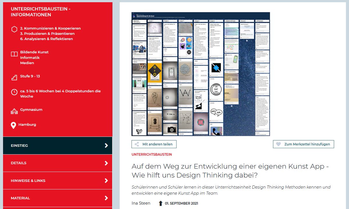 digilearninglab's tweet image. Wir präsentieren einen weiteren neuen digitalen Unterrichtsbaustein: &quot;Auf dem Weg zur Entwicklung einer eigenen Kunst App - Wie hilft uns Design Thinking dabei?&quot; von Ina Steen. SuS entwickeln in 4 Doppelstunden mittels Design Thinking eine Kunst App. digitallearninglab.de/unterrichtsbau…
#twlz