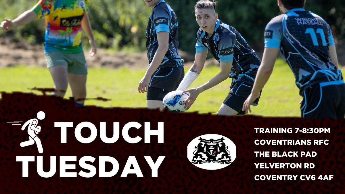 Covcorsairsrfc's tweet photo. 🏴‍☠️ Today is #TouchTuesday

🏉 If you're a complete beginner with rugby or it's been a while since you picked up a ball, this is an ideal opportunity to get involved!

📧 DM us for more info! https://t.co/veCxCAzFRM