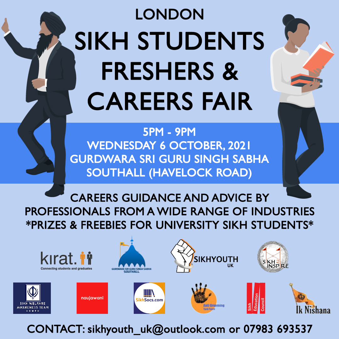 Join the Sikh Education Council at the annual Sikh Students Freshers &amp; Careers Fair <a href="/sgsssouthall/">Sri Guru Singh Sabha Southall</a> (Havelock Road) on Wednesday 6 October from 5-9pm. Our focus will be on providing careers guidance and advice to University students in 1-to-1 conversations in a range of professions