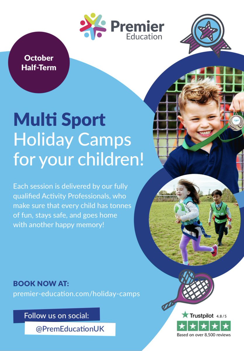 October Half Term Camps are coming!

25th-29th October
<a href="/LowtonStMarys/">Lowton St Mary's</a> 
<a href="/stgabrielsleigh/">Stgabrielsleigh</a> 
<a href="/AspullChurchSch/">Aspull Church School</a> 
<a href="/hardymillsch/">Hardy Mill Sch</a> 
<a href="/LeighSacred/">Leigh Sacred Heart</a> 
<a href="/FlixtonPrimary/">Flixton Primary School</a> 

9am - 4pm daily for 5-11 year olds
Prices start at £15

Visit our website to BOOK NOW

#haf #halfterm #sportscamp