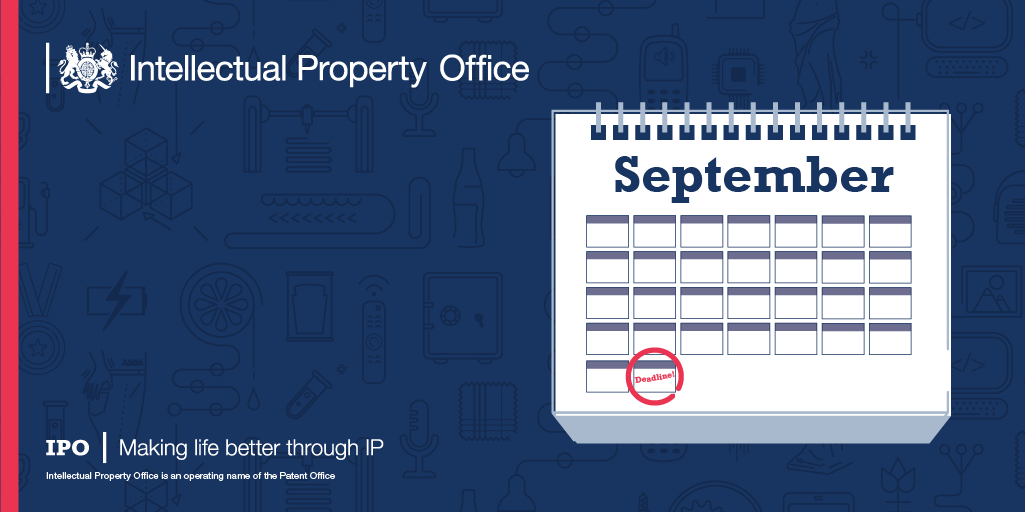 The_IPO's tweet photo. There's now just 𝟯 𝗱𝗮𝘆𝘀 left to file for a UK right and claim the earlier filing date.

Customers with EU trade mark &amp; design applications that were pending on 1st January 2021 have until 30th September 2021 to do so. 

👉 https://t.co/QqTHiPJndR 

@CITMAuk @TheCIPA @INTA https://t.co/hVtQKxx67W