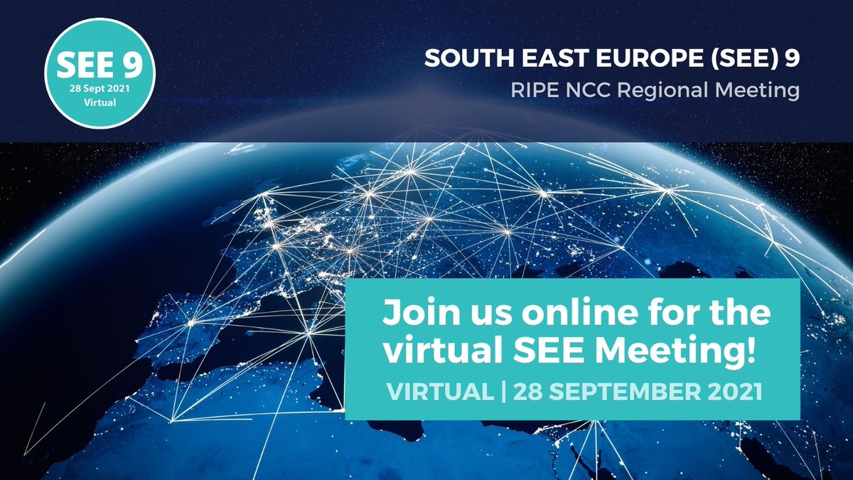 ripencc's tweet photo. #SEE9, the South East Europe #RIPENCC Regional Meeting, starts in just one hour! Join us to discuss recent networking developments  in the region, with a focus on #resilience and #IXPs. Register at: https://t.co/gSoXAxIQBl https://t.co/WiFbRDrLA5
