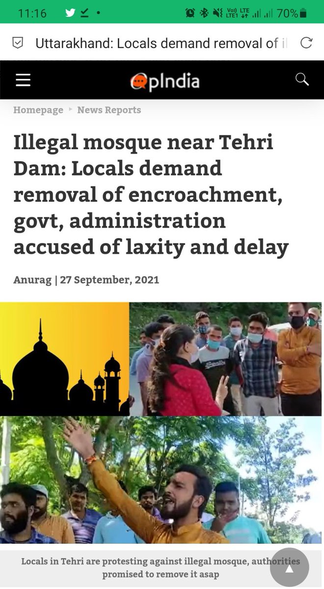 manishmalwal007's tweet photo. #RemoveTehriMosque
An illegal mosque near the Tehri Dam: Local demand removal of encroachment, Government. administration accused of laxity and delay.  WHY?? DELAY..!
#removetehrimosque 
@pushkardhami https://t.co/rJBaA6Baz2 https://t.co/VpqHdBrdEF