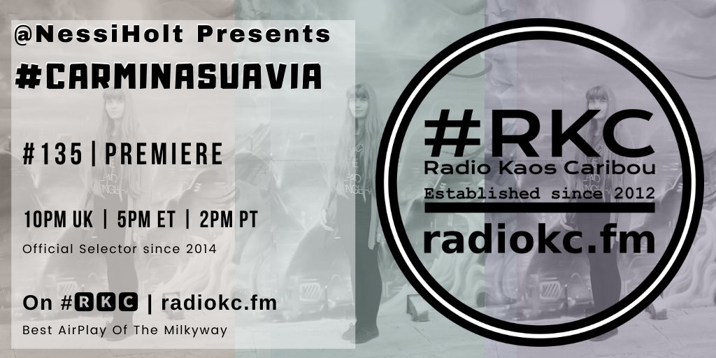 #𝗥𝗞𝗖 (@radiokc) on Twitter photo TODAY
🕙10PM UK⚪5PM ET⚪2PM PT
#carminasuavia #135 PREMIERE
by <a href="/NessiHolt/">NessiHolt</a>
⬇️Details⬇️
🌐 fb.com/RadioKC/posts/…
📻 #🆁🅺🅲 featuring
<a href="/GlassCaves/">Glass Caves</a> | <a href="/itsleonmusic/">LÉON</a> | <a href="/larkins/">LARKINS</a> | <a href="/alecbenjamin/">alecbenjamin</a> | <a href="/ellajanemusic/">ella jane</a> | <a href="/KatyKirby_/">Katy Kirby</a> | <a href="/WamBamJamHam/">Jamie Hamilton</a>
.../... TODAY
🕙10PM UK⚪5PM ET⚪2PM PT
#carminasuavia #135 PREMIERE
by <a href="/NessiHolt/">NessiHolt</a>
⬇️Details⬇️
🌐 fb.com/RadioKC/posts/…
📻 #🆁🅺🅲 featuring
<a href="/GlassCaves/">Glass Caves</a> | <a href="/itsleonmusic/">LÉON</a> | <a href="/larkins/">LARKINS</a> | <a href="/alecbenjamin/">alecbenjamin</a> | <a href="/ellajanemusic/">ella jane</a> | <a href="/KatyKirby_/">Katy Kirby</a> | <a href="/WamBamJamHam/">Jamie Hamilton</a>
.../...