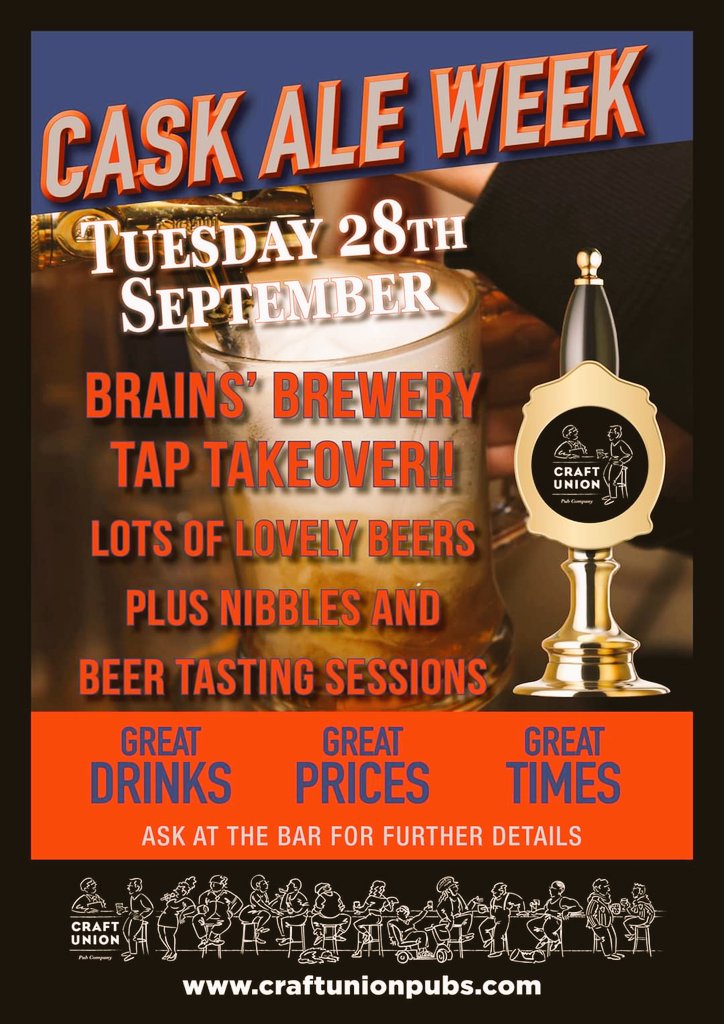 TheGardenHouse5's tweet photo. Tonight we have @brainsbrewery here to help us support #CaskAleWeek @NorwichCAMRA @RealAleFinder #Dark #SA #Revjames #SAGold come and enjoy a good pint from £2-40 #Students #freshers #Nr2 #craftunion #stonegate https://t.co/XDuGpoVavP