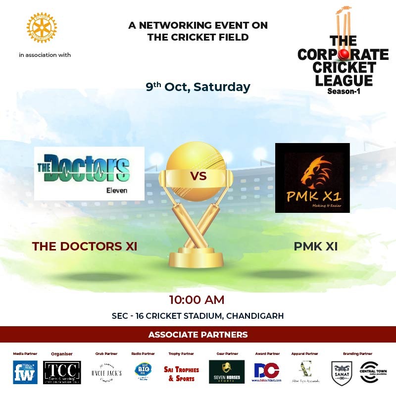 CelebrationChd's tweet photo. The Corporate Cricket League is back with a Bang!! 

an exciting battle between 👇🏻

UNITED WARRIORS 🆚 KYROOS CRICKET CLUB
THE DOCTORS ELEVEN 🆚 PMK XI
THE CELEBRATION CRICKET CLUB 🆚 ROYAL CRICKET CLUB

🗓️ 09th October, Saturday

At Sec-16, Cricket Stadium, Chandigarh

#Cricket https://t.co/jKYVAcbaop