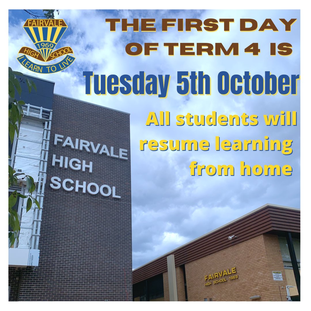 Just a reminder that Term 4 Starts on Tuesday 5th October for ALL students and we will continue to learn from home for weeks 1-4. We will keep you updated should the advice change.

Please check the school Website for additional information and updates.
