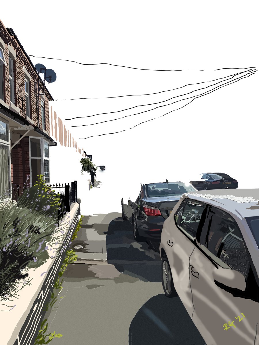 CreweGraphics's tweet photo. Hi @Crap_Portraits , I'm doing this picture of my street and have "hit the wall", it's taking days and days. Any chance of a retweet to boost morale?? 🙂 https://t.co/0mAH7tYTZx