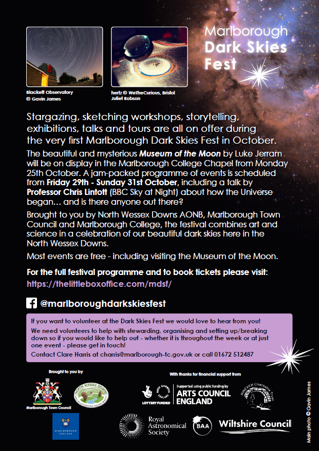 North Wessex Downs Landscape Trust (@nwdlt) on Twitter photo A jam-packed programme of events scheduled for the Marlborough Dark Skies Fest 25-31 Oct. Book early. More info - visit: nwd-landscapetrust.org.uk/news/62/39/Mar…
@NorthWessexAONB <a href="/VMarlborough/">Visit Marlborough</a> @MTCwilts <a href="/MarlboroughCol/">Marlborough College</a>
#northwessexdowns #northwessexdownsaonb #MarlboroughDarkSkiesFest #stargazing A jam-packed programme of events scheduled for the Marlborough Dark Skies Fest 25-31 Oct. Book early. More info - visit: nwd-landscapetrust.org.uk/news/62/39/Mar…
@NorthWessexAONB <a href="/VMarlborough/">Visit Marlborough</a> @MTCwilts <a href="/MarlboroughCol/">Marlborough College</a>
#northwessexdowns #northwessexdownsaonb #MarlboroughDarkSkiesFest #stargazing