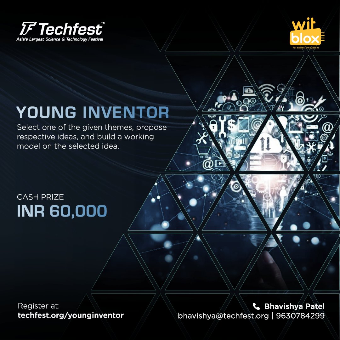 Techfest_IITB's tweet photo. Techfest, IIT Bombay, in association with ๐ช๐ถ๐๐๐น๐ผ๐
, is proud to present the ๐ฌ๐ผ๐๐ป๐ด ๐๐ป๐๐ฒ๐ป๐๐ผ๐ฟ ๐ฎ๐ฌ๐ฎ๐ญ! Prize money of ๐๐ก๐ฅ ๐ฒ๐ฌ,๐ฌ๐ฌ๐ฌ at stake! Register today at https://t.co/dyW52W2Rwe!
#witblox #science #grandprize #young #mind #competitions #school https://t.co/d0RWmKDqXU