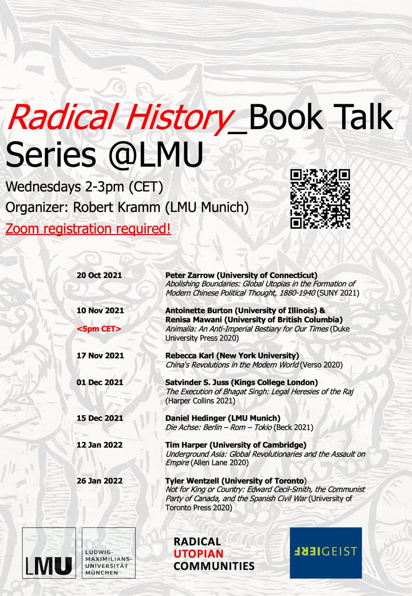 We're back: The Radical History_book talk series @LMU will recommence soon on 20 Oct 2021. Please check out this semester's program: seven fantastic books by eight marvelous scholars! Until then: please safe the dates and register now: lmu-munich.zoom.us/meeting/regist…