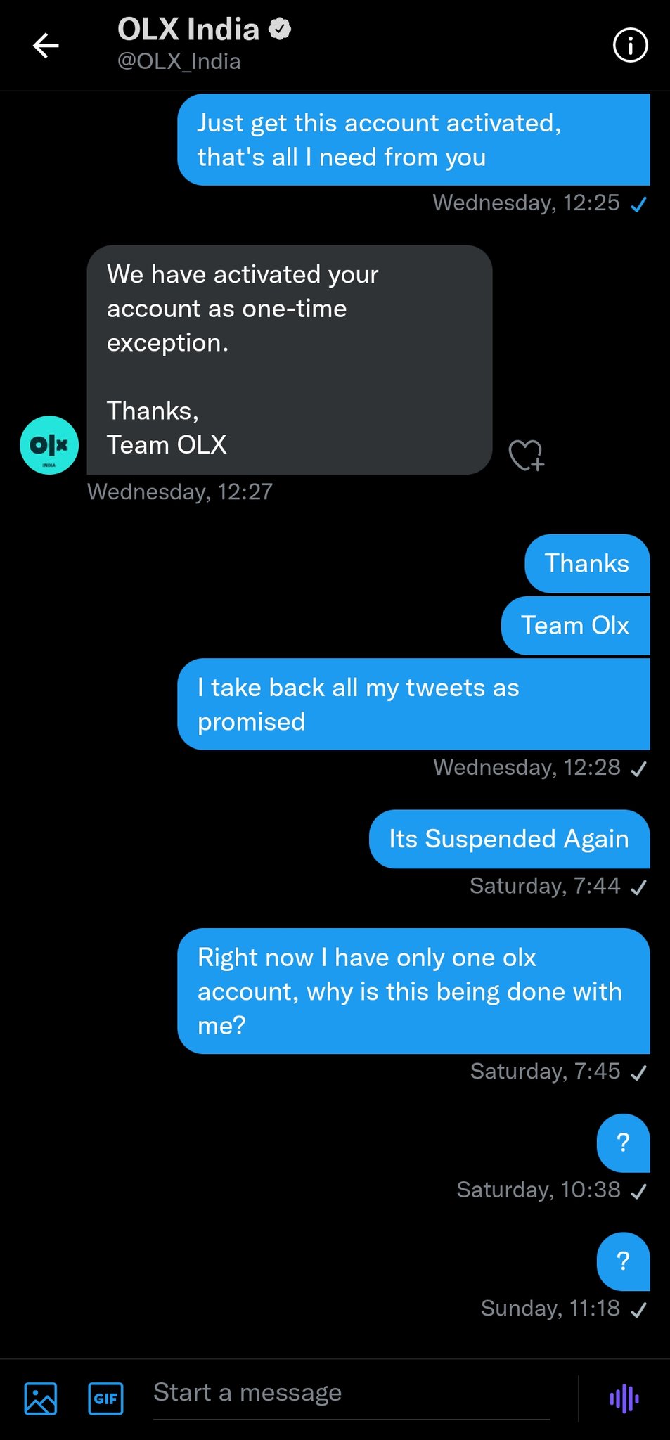 Olx account suspended