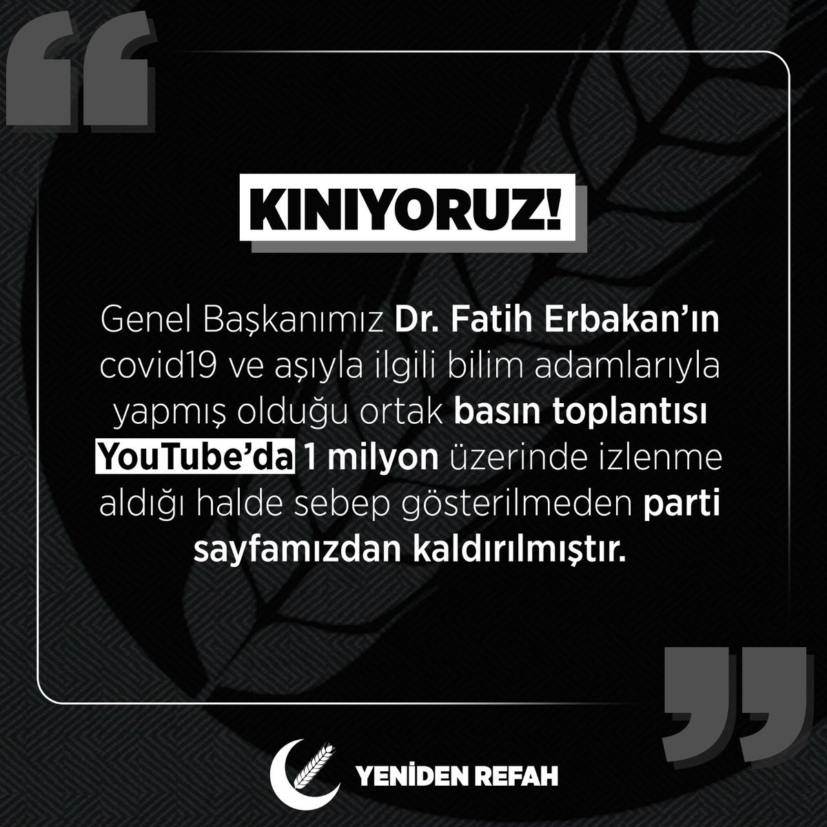 Milli Görüşçüler olarak sizin kim olduğunuzu ve amaçlarınızı çok iyi biliyoruz. Çok iyi bildiğimiz bir diğer gerçek de şu; Siz ne kadar istemeseniz, ne kadar engellemeye çalışsanız da, Hakk gelince Batıl zail olmaya mahkumdur!