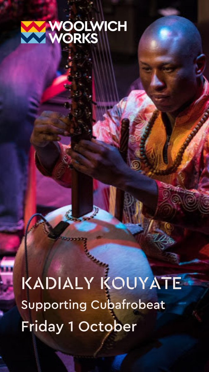 On Friday, join us at coolest new venue in London town #WoolwichWorks to welcome Cubafrobeat &amp; Kadialy Kouyate
They'll give life to a cultural bash bringing together music from #Africa, #Latin America &amp; #Caribbean enriched by the #London jazzy character

woolwich.works/events/cubafro…