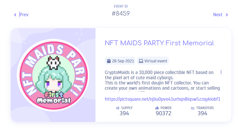 ao_pixel's tweet photo. 21時から配布してるPOAPバッジすでに400人近くも...うれしい！是非Discordに遊びにきてバッジもっていってください！（1000個までだけど...）

Come visit me on discord and get some POAP!

#CryptoMaids Discord↓
https://t.co/Z4CWfB11q1

#POAP
#Giveaway https://t.co/driG9pNpGA