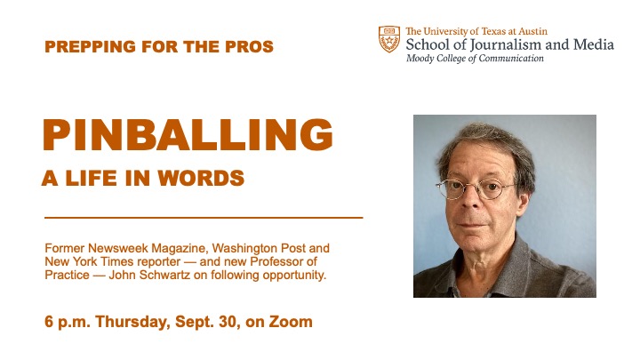 Kevin Robbins (@kdanielrobbins) on Twitter photo Texas journalism students: Get acquainted with new <a href="/UTAustin/">UT Austin</a> <a href="/UTexasMoody/">TEXAS Moody</a> professor <a href="/jswatz/">John Schwartz</a>. Learn from his distinguished career. Zoom invite on the <a href="/UTJSchool/">UT Austin School of Journalism and Media</a> Facebook page! Texas journalism students: Get acquainted with new <a href="/UTAustin/">UT Austin</a> <a href="/UTexasMoody/">TEXAS Moody</a> professor <a href="/jswatz/">John Schwartz</a>. Learn from his distinguished career. Zoom invite on the <a href="/UTJSchool/">UT Austin School of Journalism and Media</a> Facebook page!
