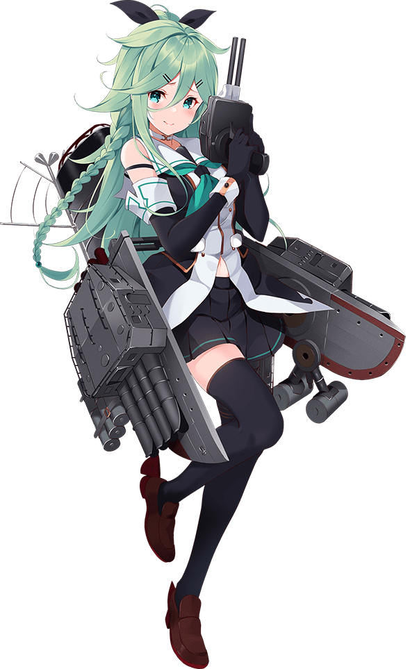 山風改二の立ち絵と中破絵。衣装が改白露型風に。#艦これ